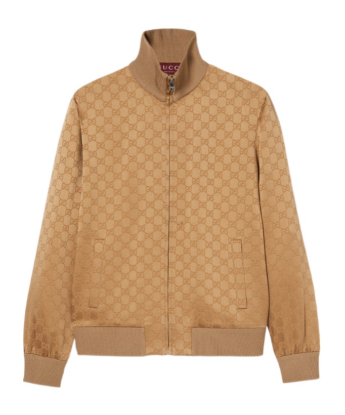 Gucci Gg Jacquard Zipped Jacket In Nude