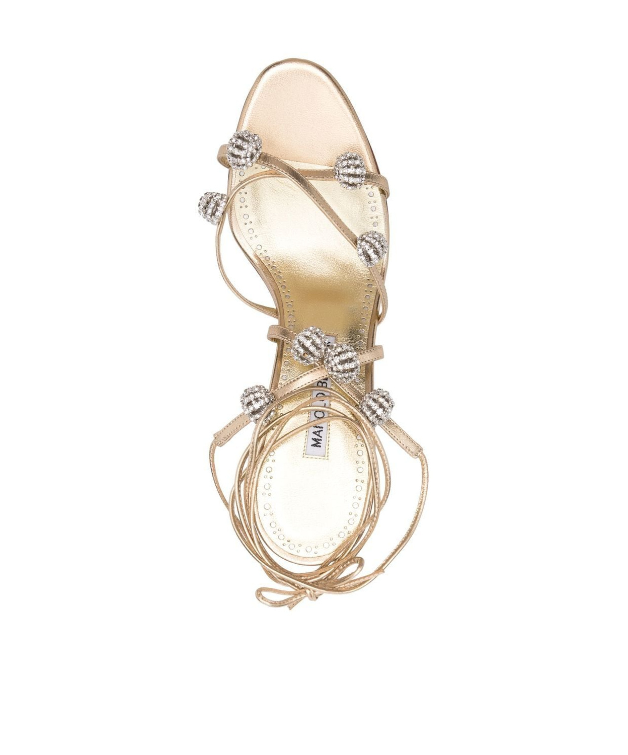 Manolo Blahnik Elsaka Crystal-embellished Strappy Sandals In Gold