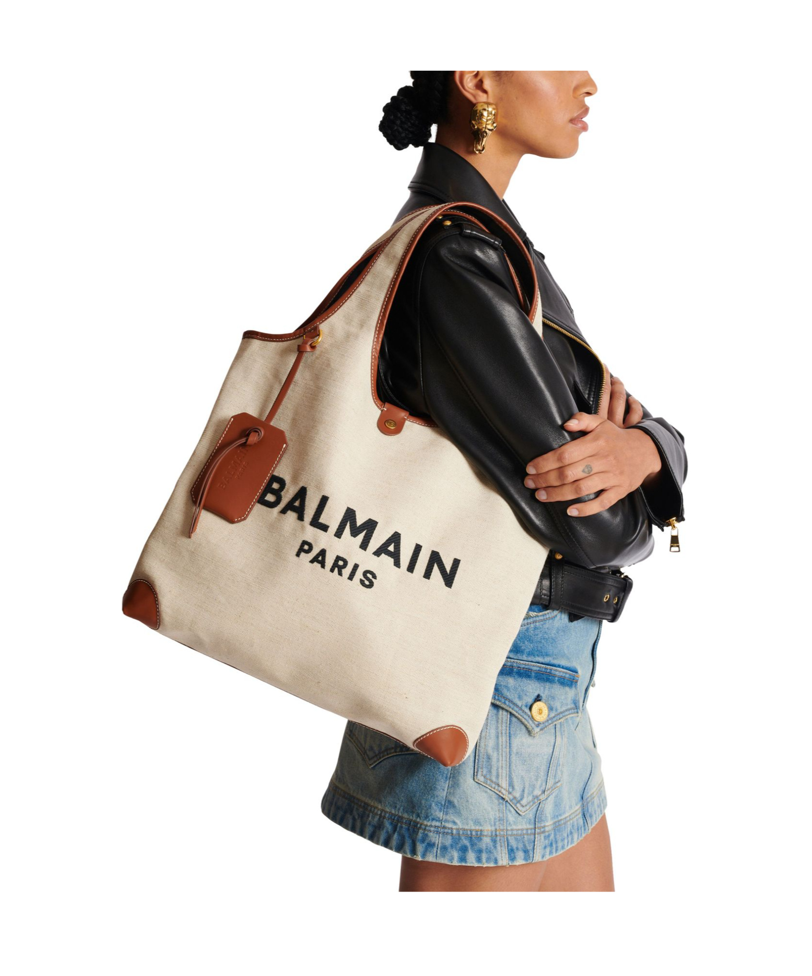 BALMAIN DOUBLE HANDLE SHOULDER BAG