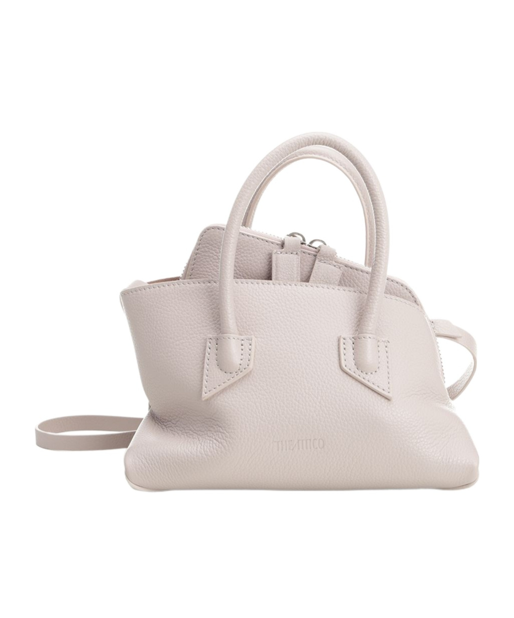 Attico La Passeggiata Mini Grained Leather Handbags Grey In White