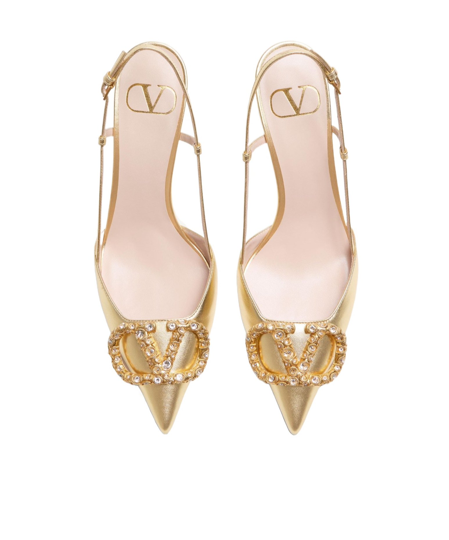 Valentino Garavani Vlogo Signature Slingback Pump In Laminated Nappa Leather 80mm Woman Antique Bras In Bronze