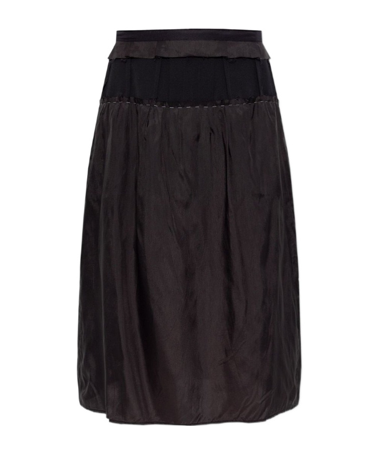 Maison Margiela Ruffled Midi Skirt In Black