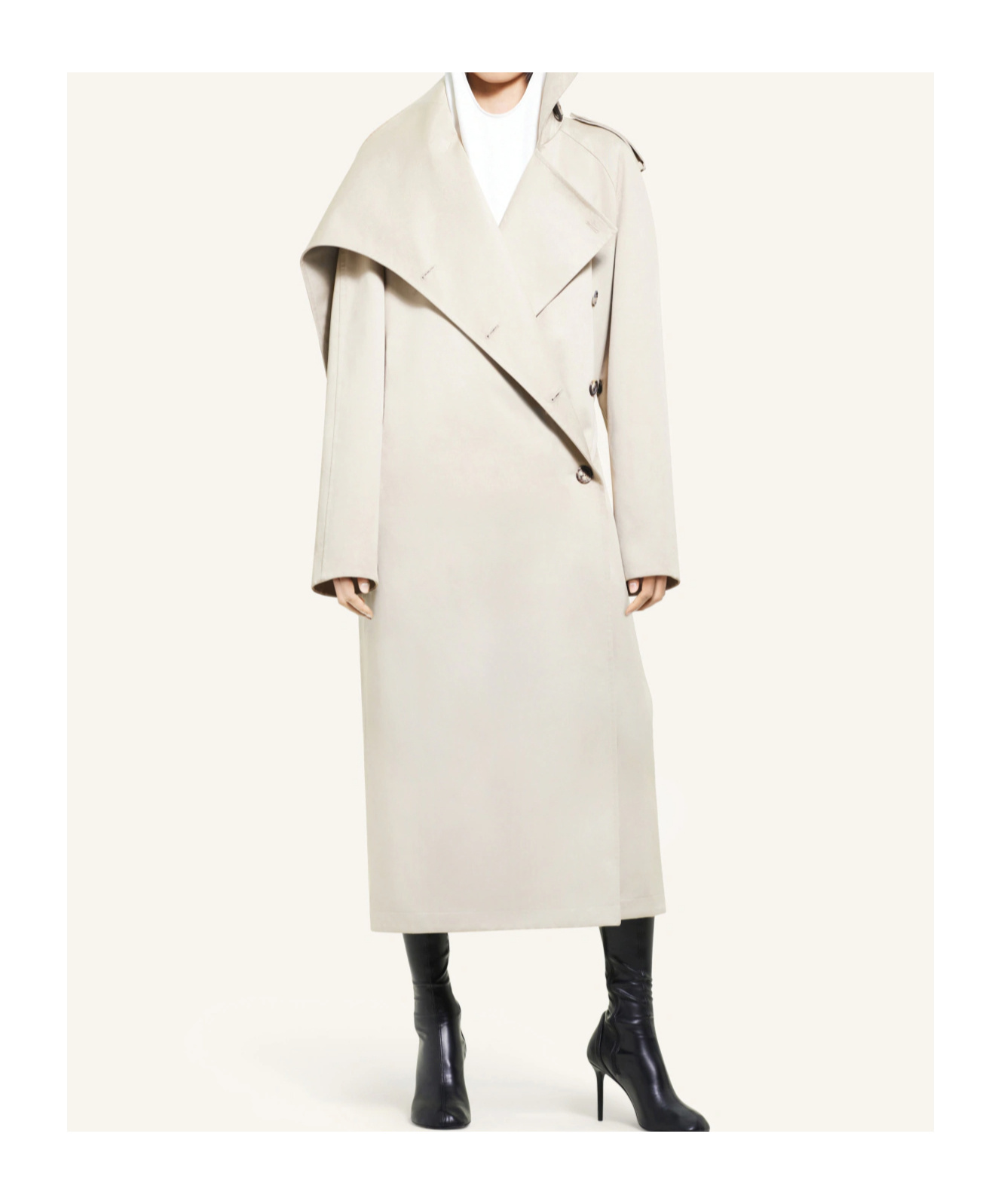 Courrèges Oblique Cotton Trench Coat In White