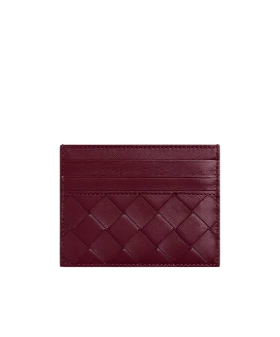 Bottega Veneta Womens Intrecciato Leather Card Holder Barolo-gold In Brown