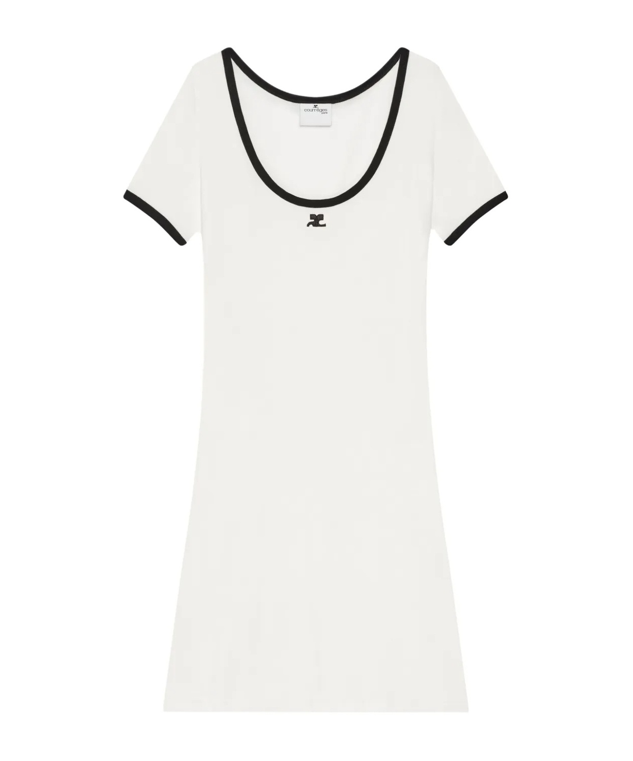 Courrèges Ribbed Cotton Mini Dress With Logo Embroidery In White