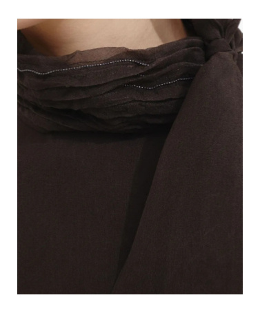 Brunello Cucinelli Pussybow Top With Monili In Black