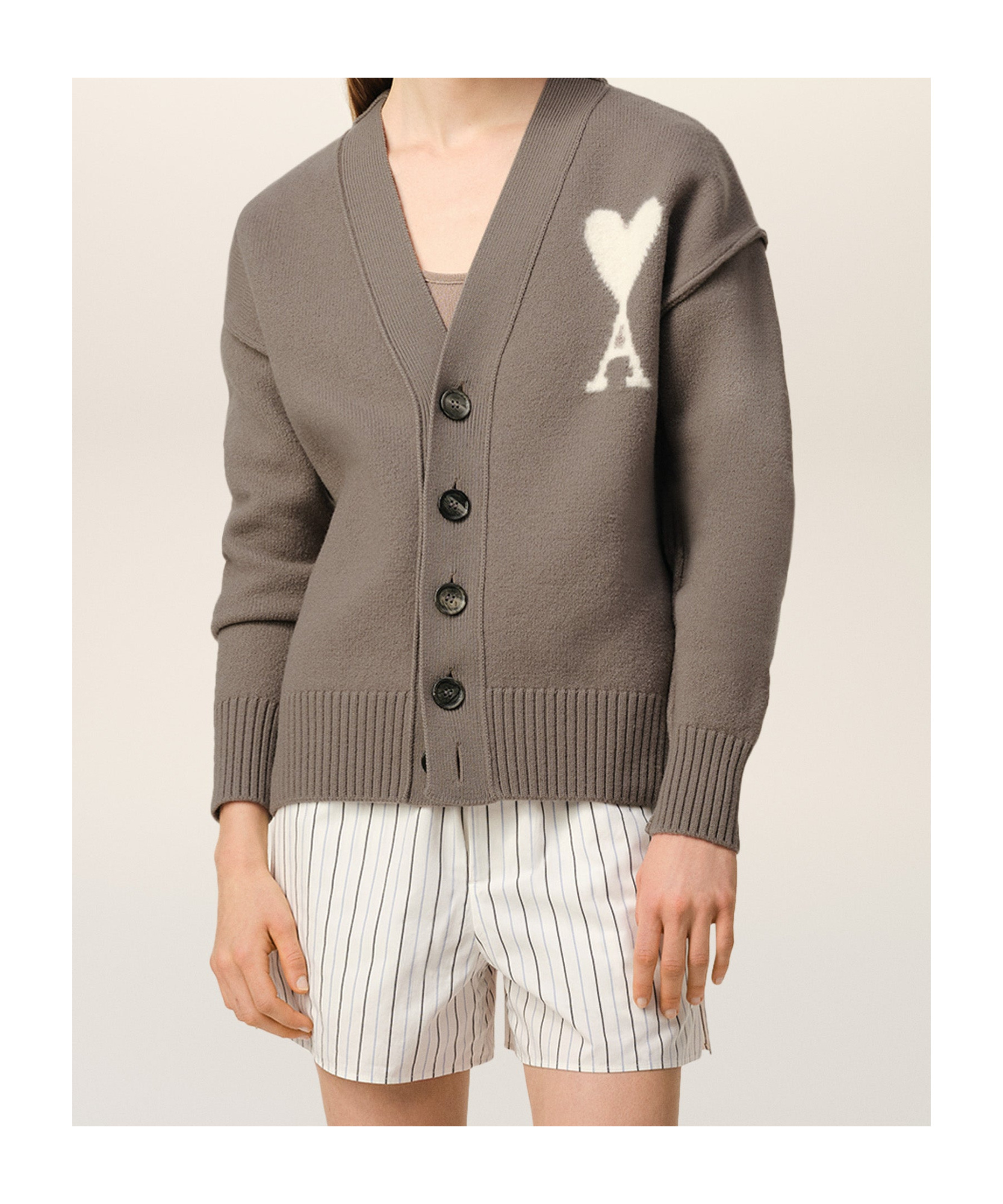 Ami Alexandre Mattiussi Ami Paris Cardigan In Gray