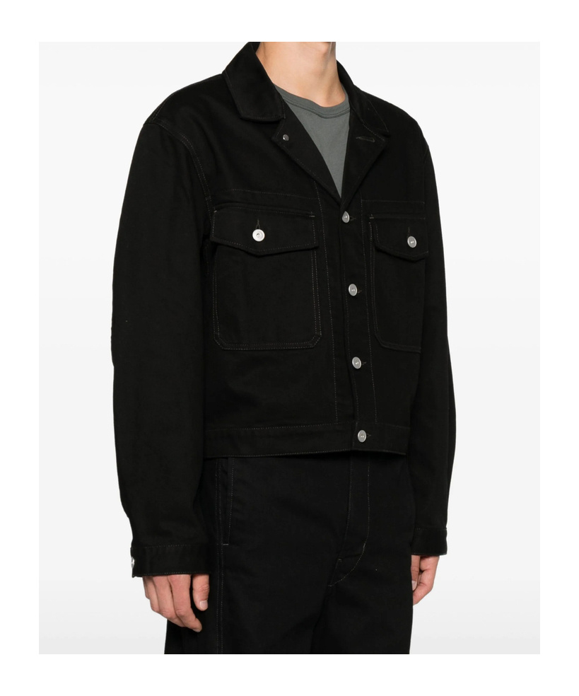 Lemaire Button-fastening Flap-pocket Jacket In Black