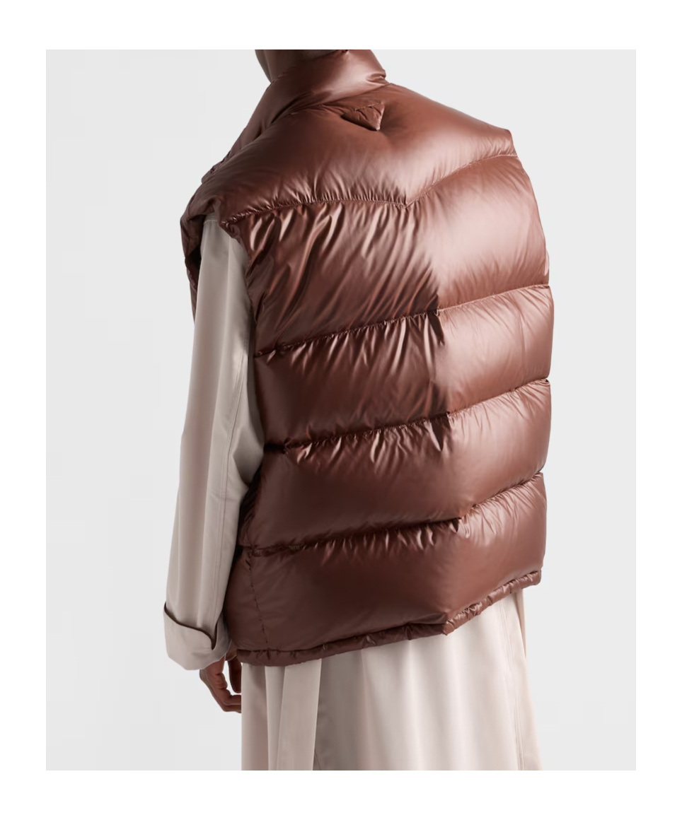 Prada Re-nylon Quilted Sleeveless Gilett In Brown