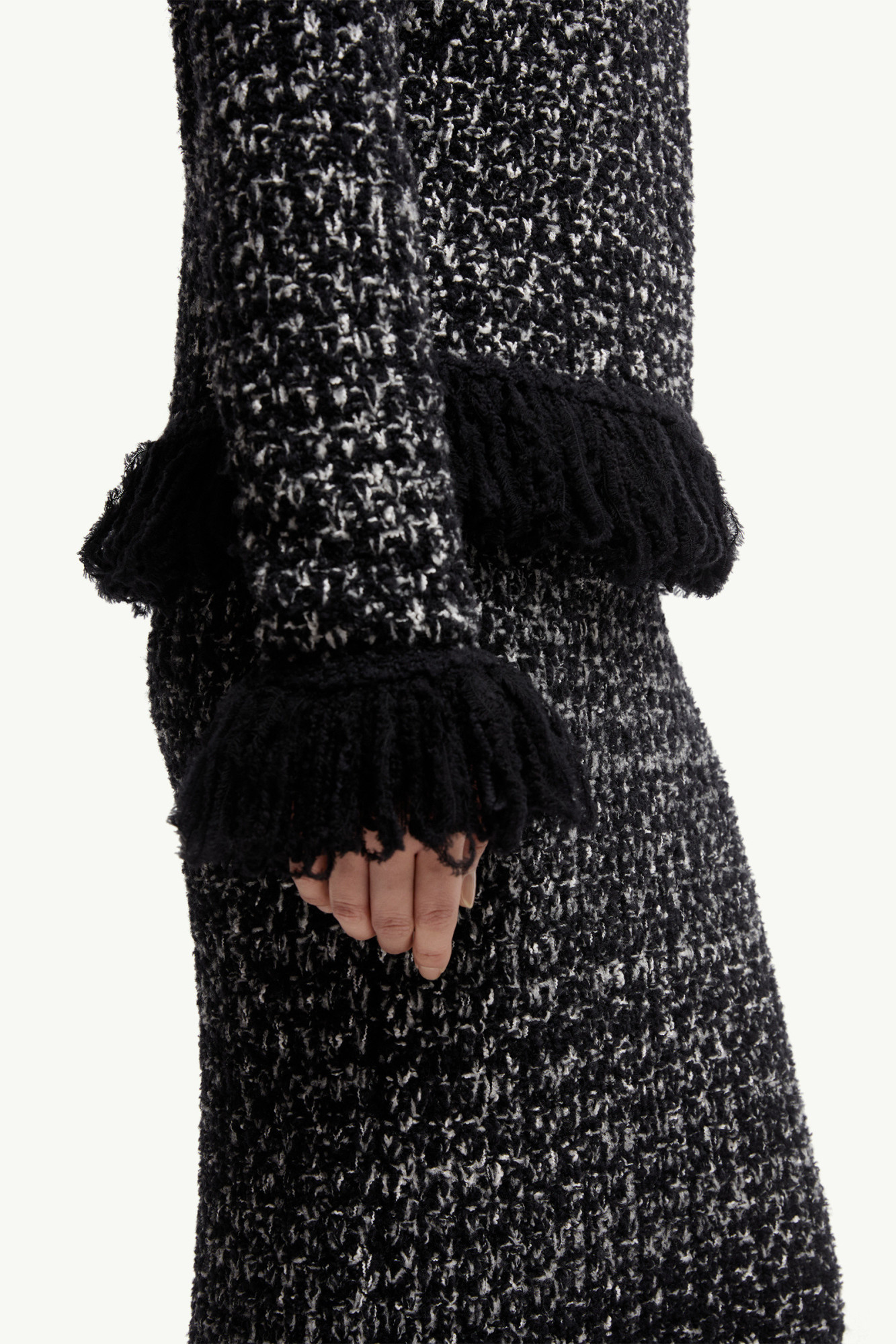 Moncler Fringe-trim Wool Blend Sweater In Black