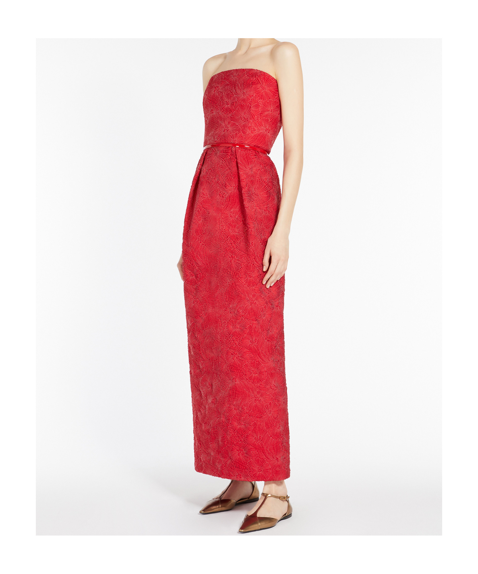 Max Mara Seersucker Corset Dress In Red