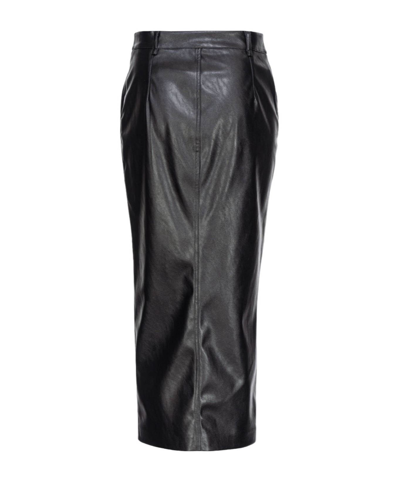Pinko High Waist Metallic Finish Skirts With Back Slit In Black