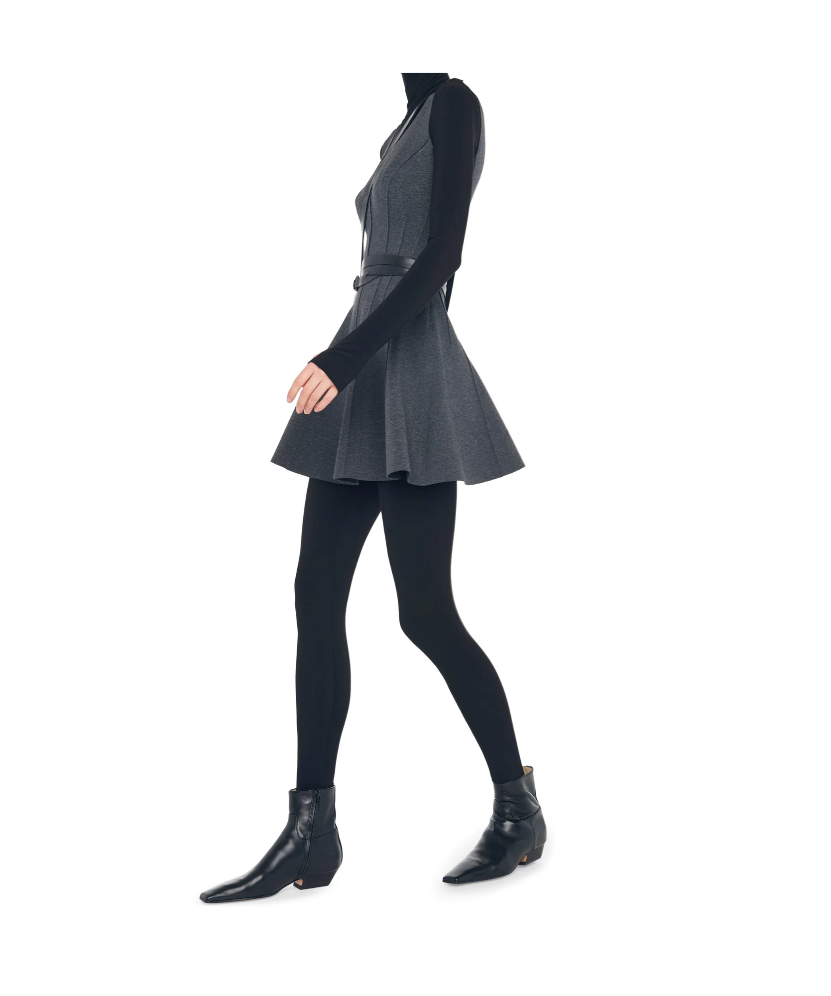 Norma Kamali Grace Mini Dress In Dark Hemp Gray