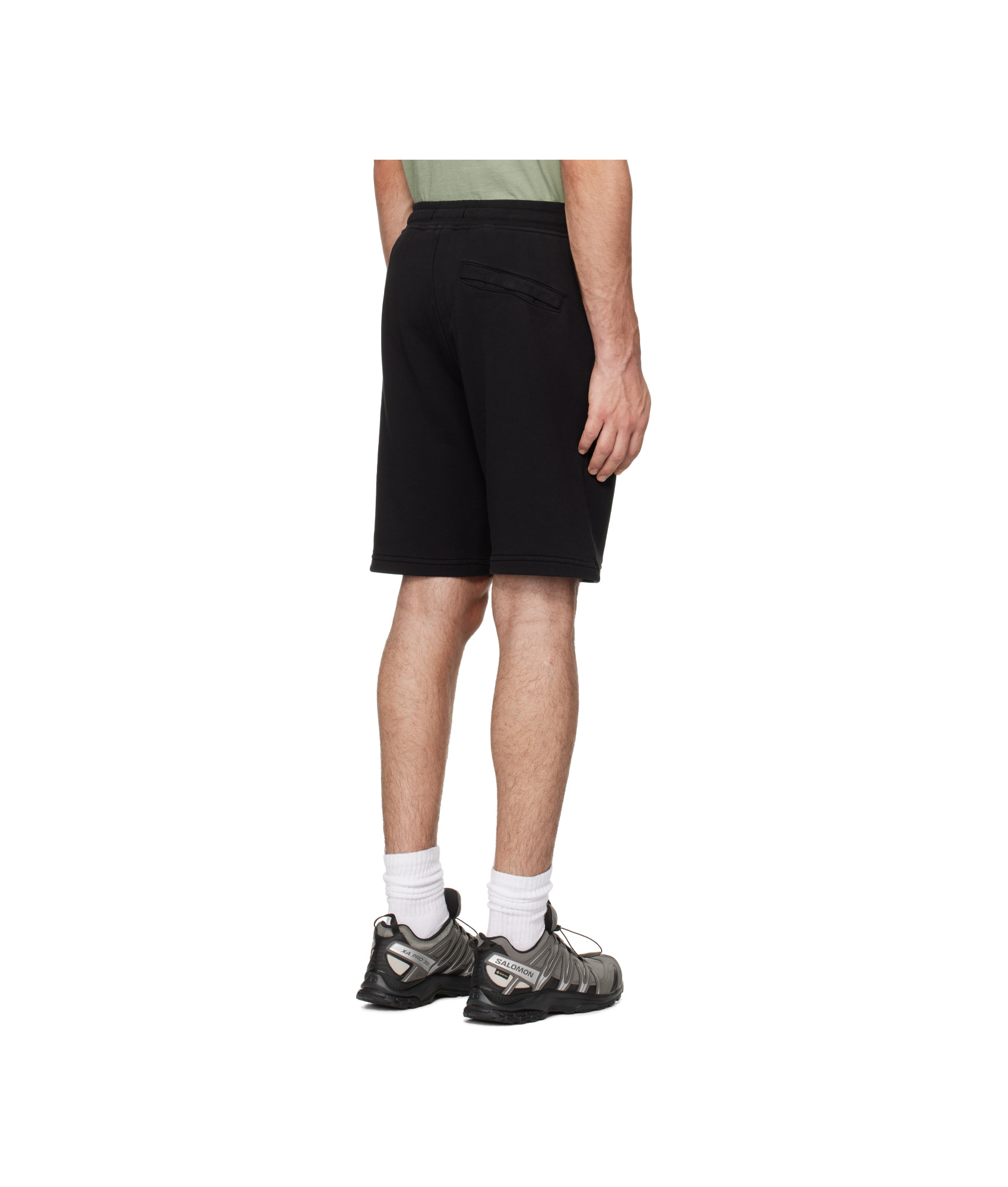 Stone Island Black Organic Cotton Fleece Shorts In Black