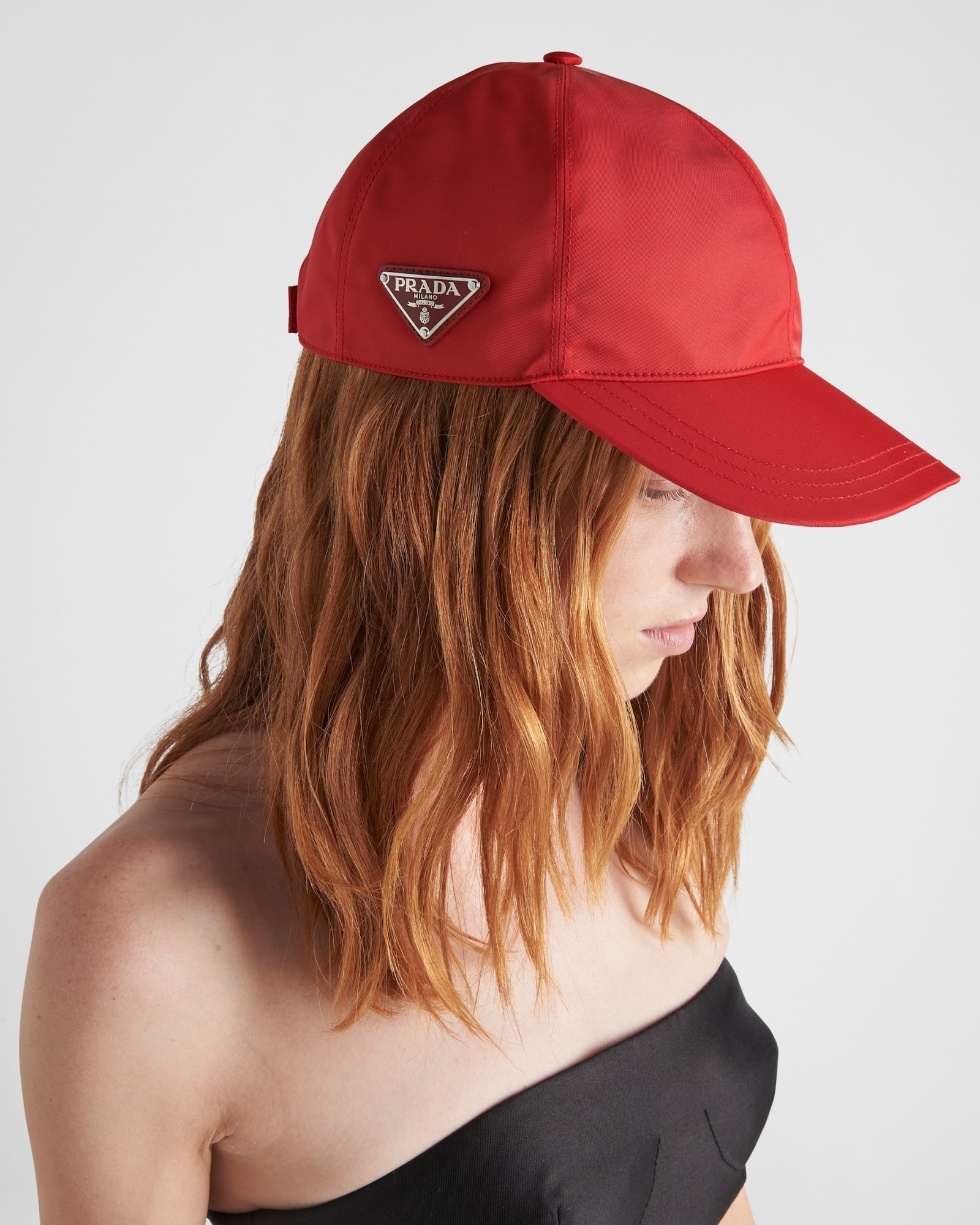 Prada Re-nylon Baseball Cap In Red