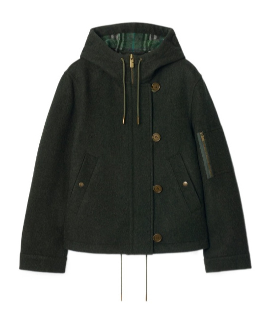 Burberry Wool Felt Hooded Jacket In Black