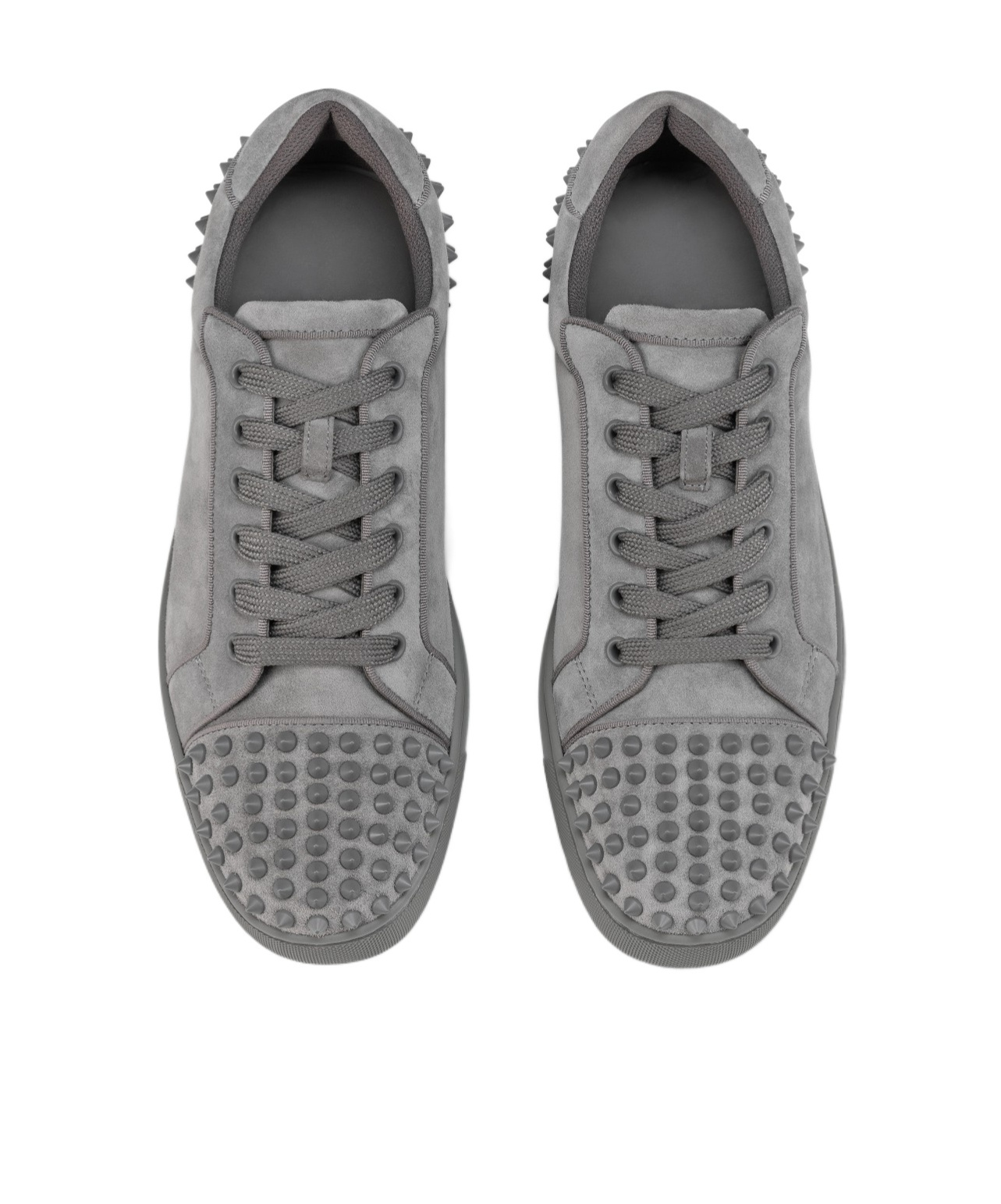 Christian Louboutin Mens Seavaste 2 Orlato Studded Suede Low-top Trainers Smoke Grey In Gray