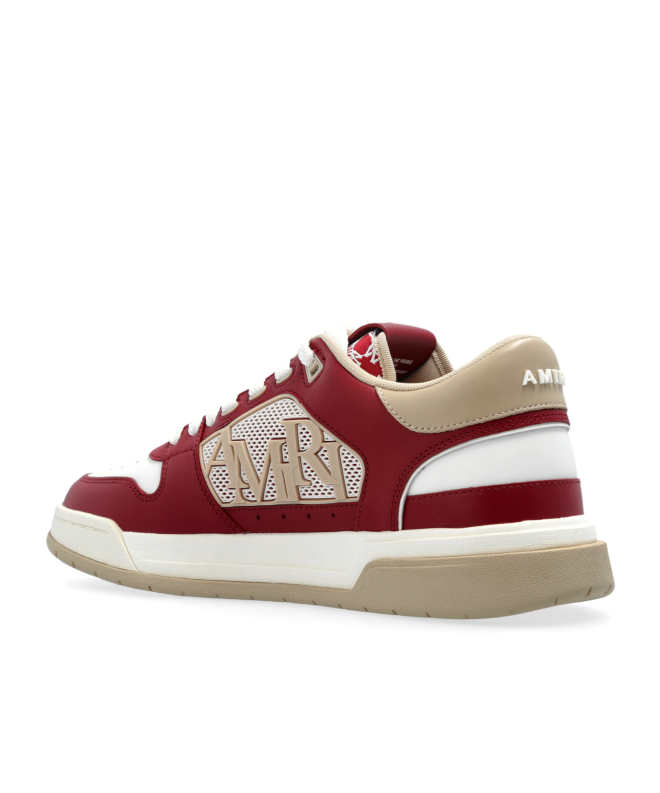 Amiri Bordeaux 'classic Low' Sneakers With Maxi Logo On The Side And Logo Patch On The Tongue In Leather M In White