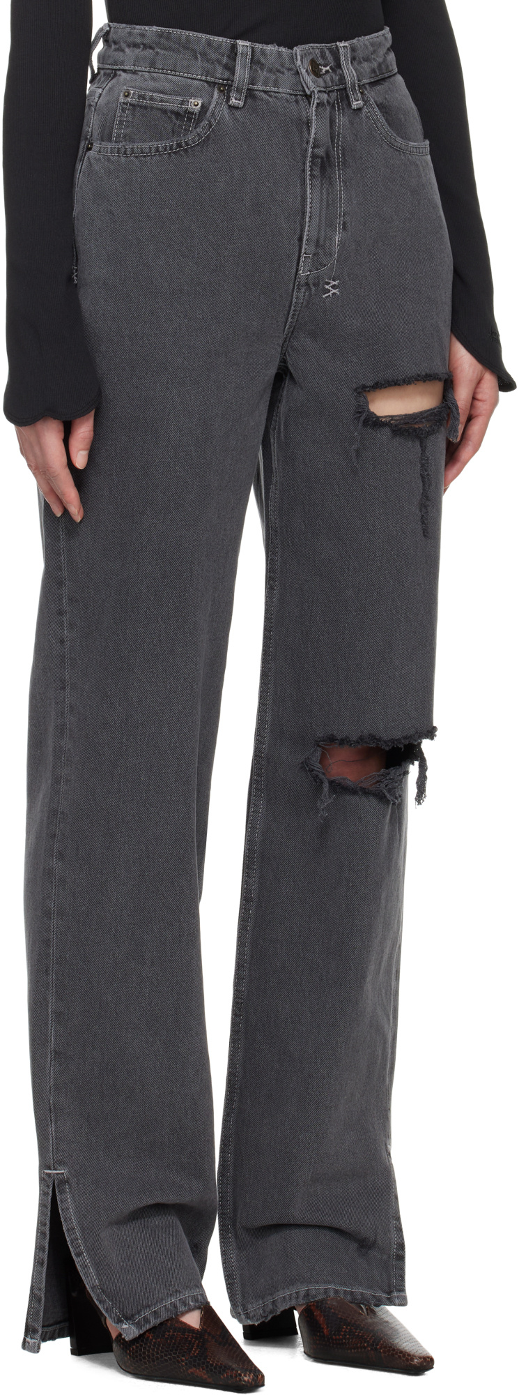 Ksubi Straight Playback Jeans In Gray Washed