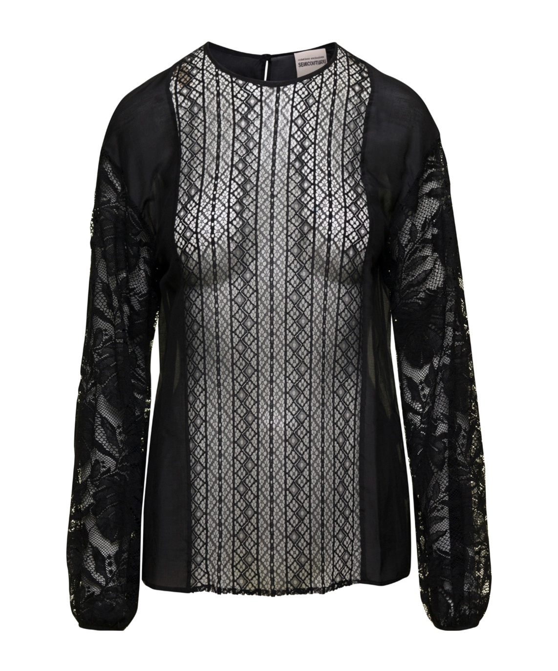 Semicouture Black Crew Neck Blouse In Black