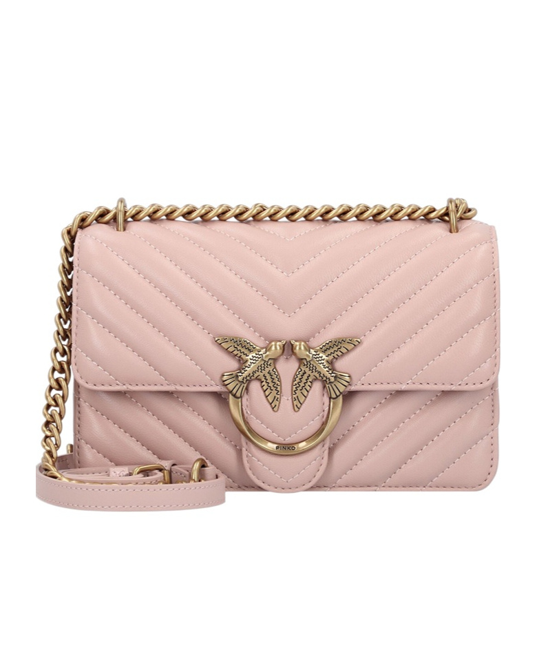 Pinko Love Birds Leather Crossbody Bag In Pink
