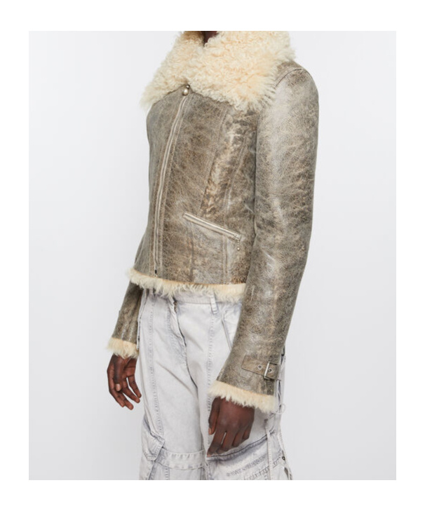 Acne Studios Vintage Leather Jacket In Nude