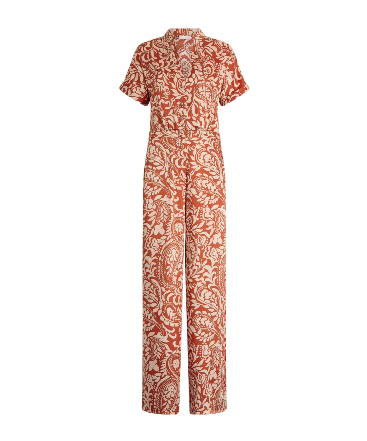 Liu •jo Printed Twill Jumpsuit In Terracotta