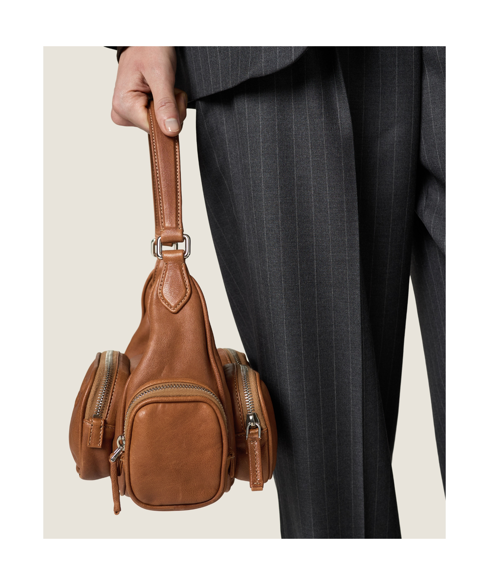 Miu Miu Pocket Nappa Leather Bag In Brown