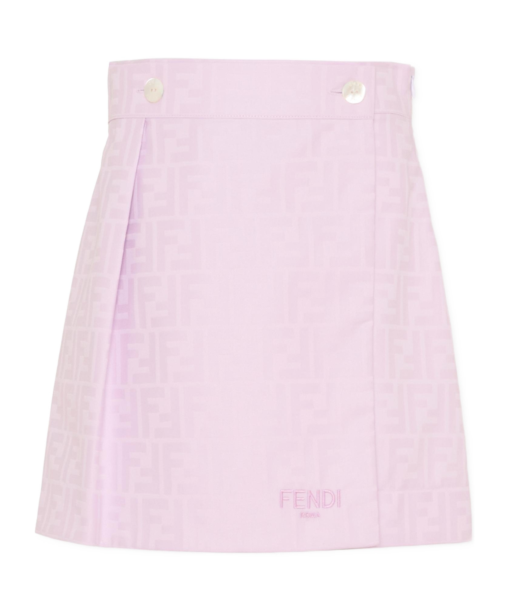 Fendi Kids Ff Jacquard Logo Embroidered Skirt In Purple