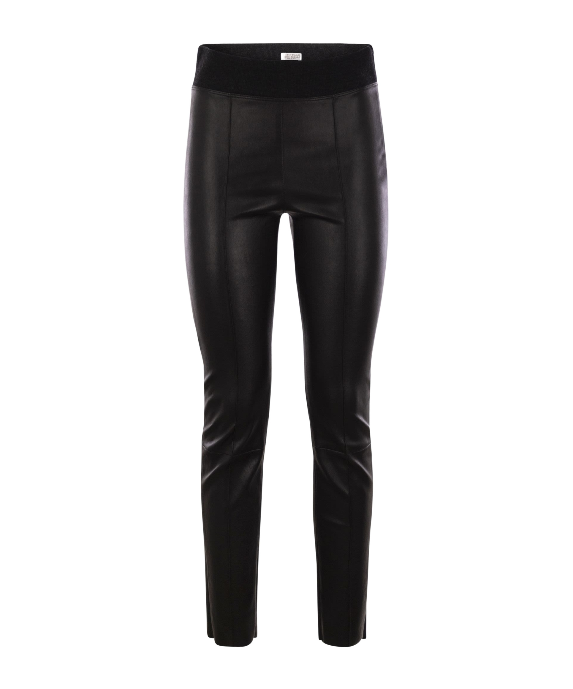 Brunello Cucinelli Leather Leggings In Black
