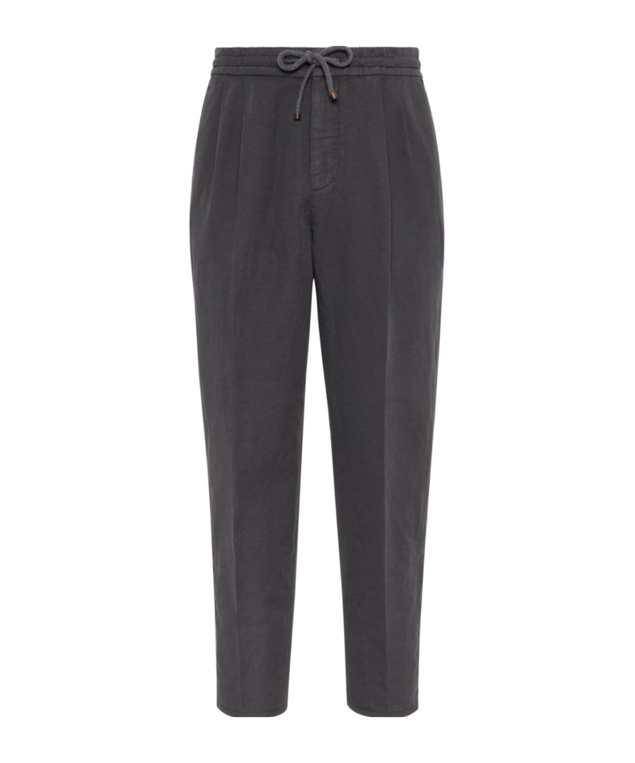 Brunello Cucinelli Drawstring Pleated Tapered-leg Trousers In Black