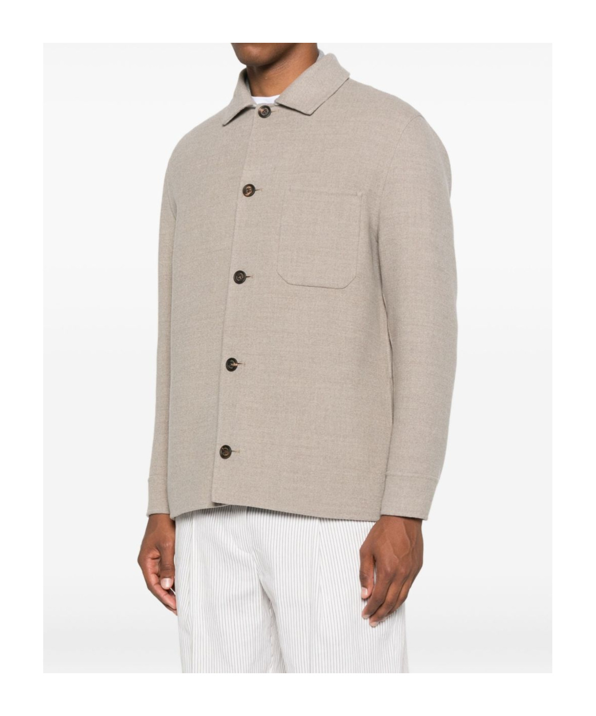 Eleventy Button-fastening Patch-pocket Jacket In Neutral