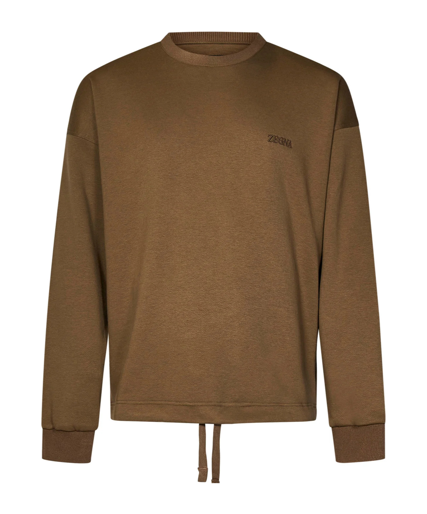 ZEGNA Z ZEGNA LOGO EMBROIDERED DRAWSTRING HEM CREWNECK SWEATSHIRT