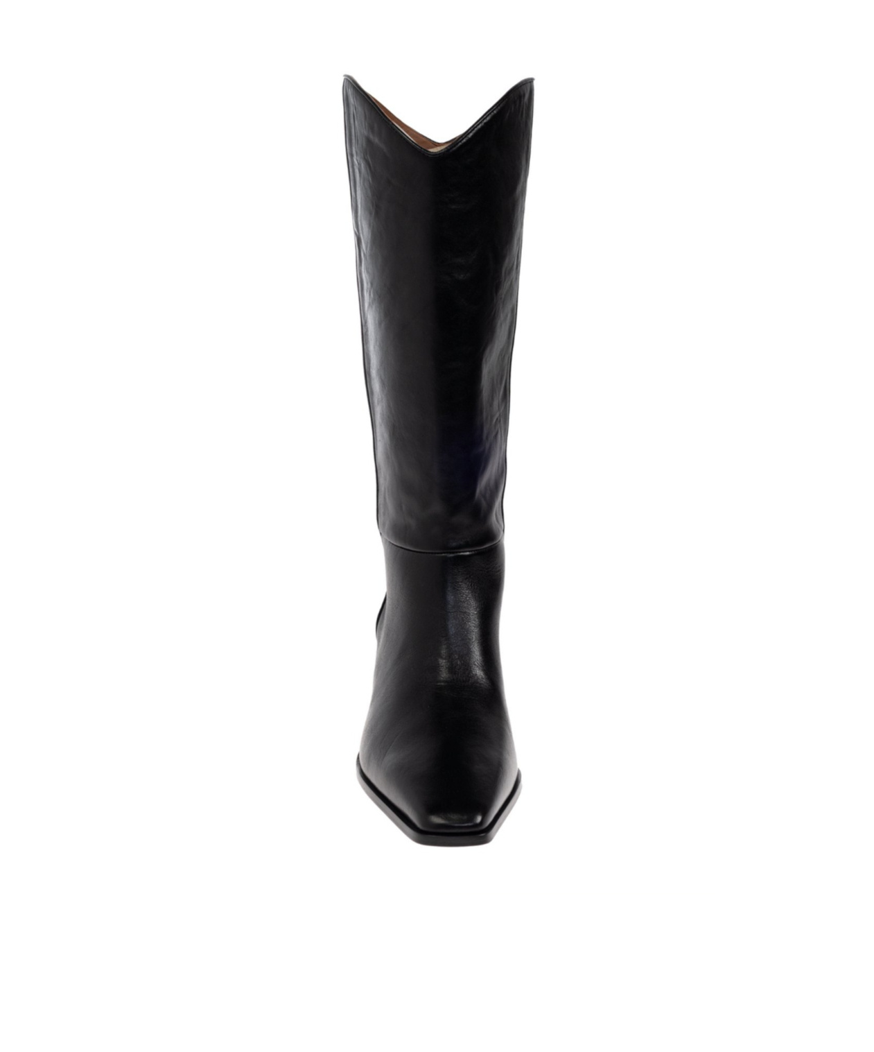 Paris Texas Western Style Leather Knee Length Boots In Black