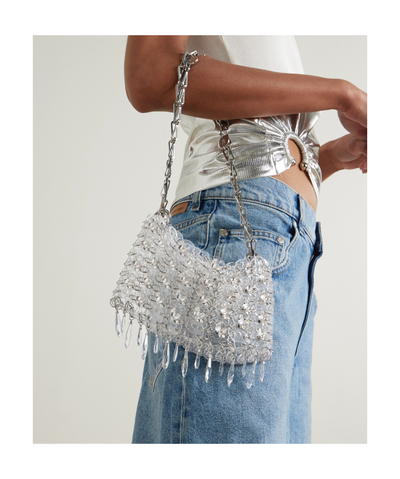 Rabanne 1969 Crystal-embellished Chainmail Shoulder Bag In White