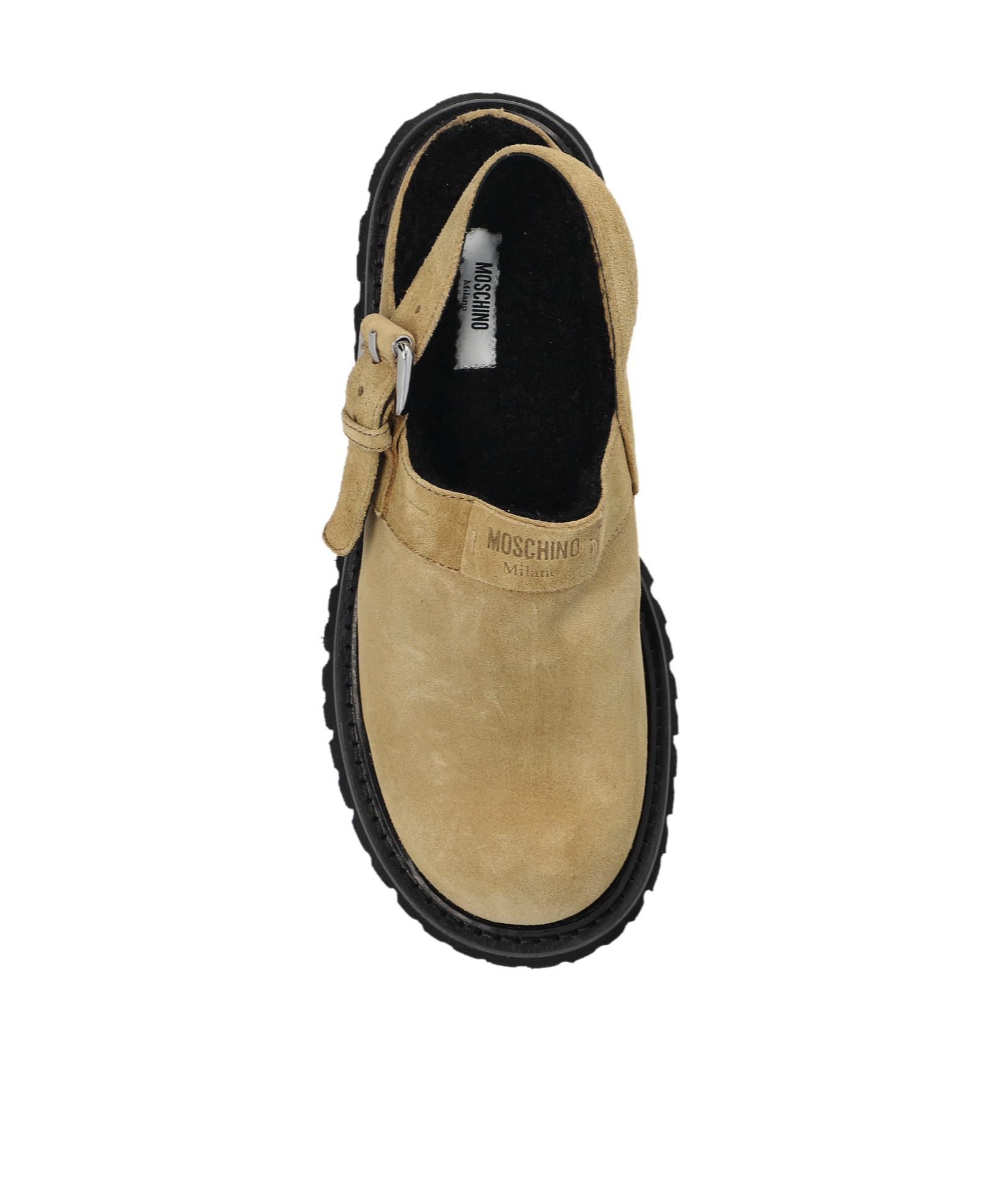 Moschino Buckle Strap Mules In Nude
