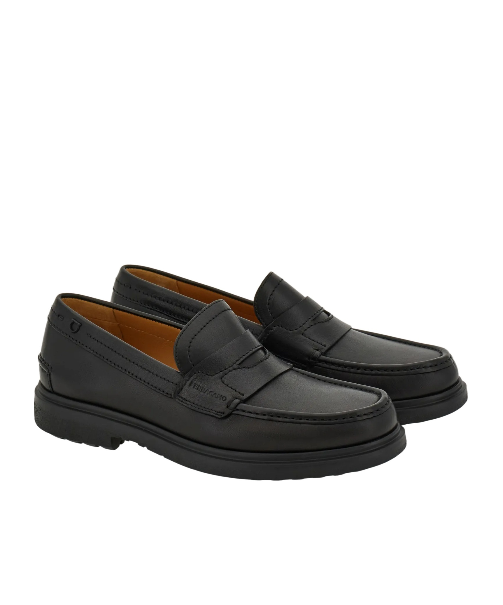 Ferragamo Round Toe Business Casual Shoes In Black