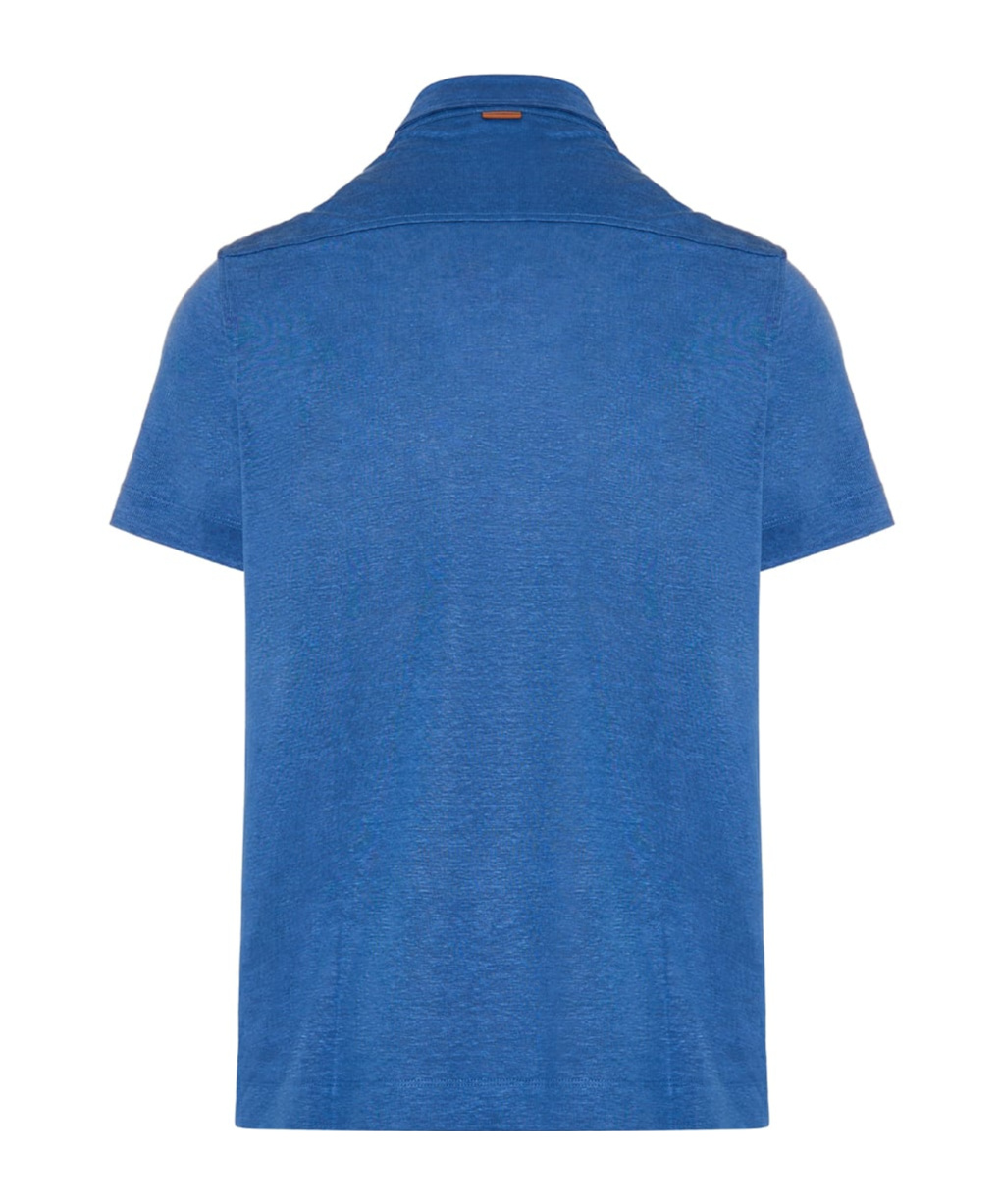 Shop Zegna Short-sleeved Polo Shirt In Blue
