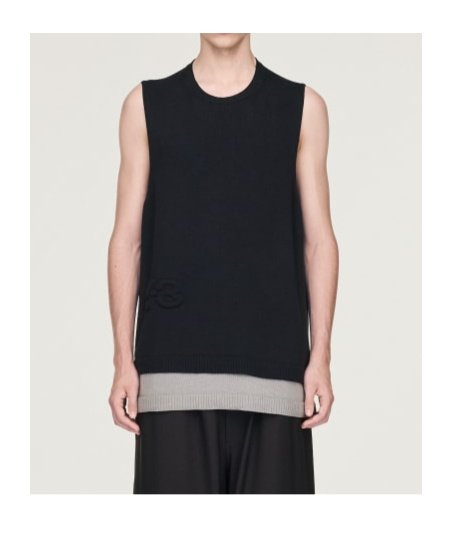 Y-3 Embossed-logo Knitted Vest In Black