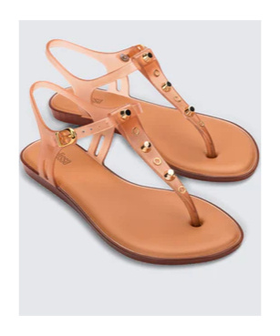 MELISSA OPEN-TOED RIVET FLAT-SOLED SANDALS