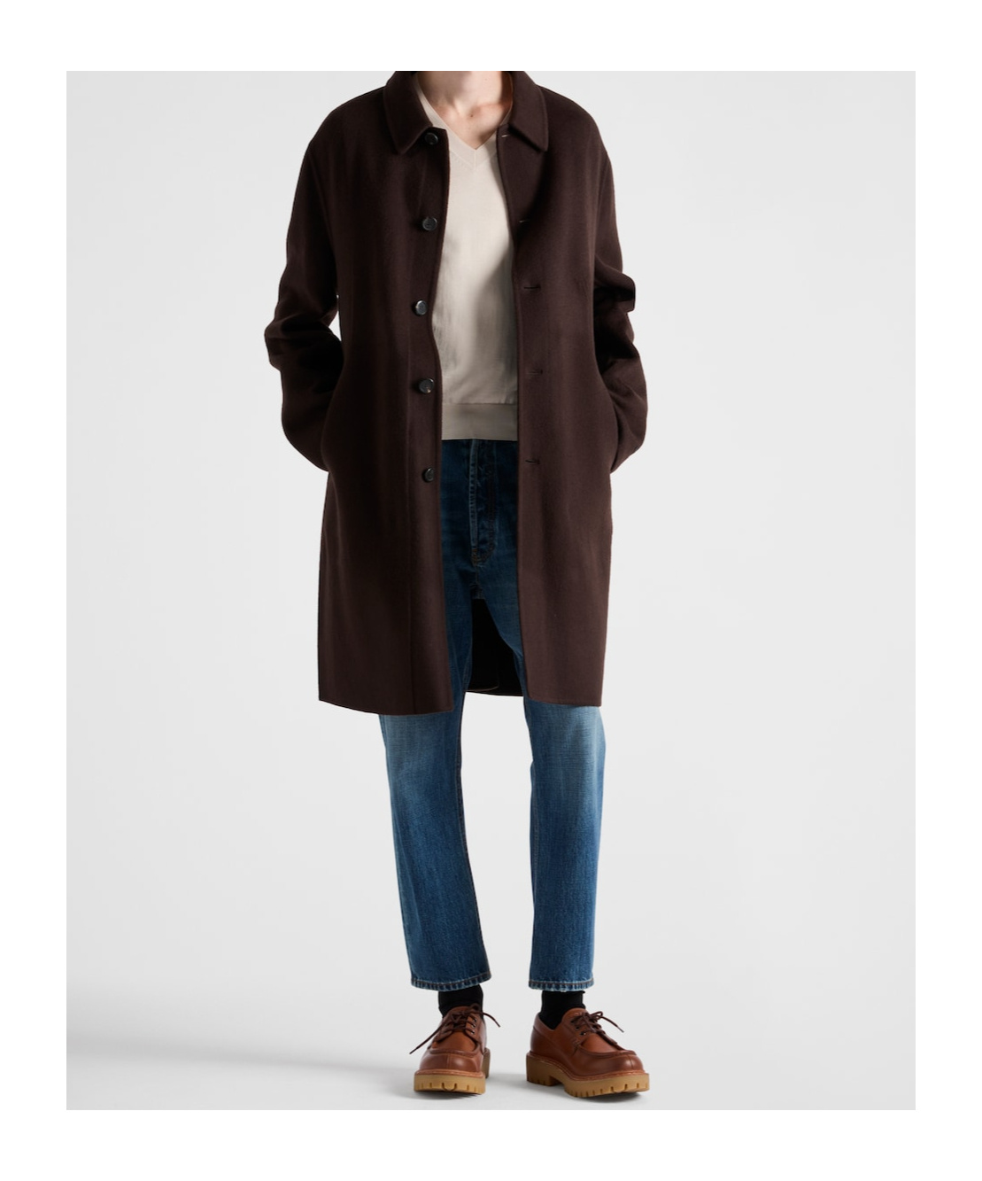 Prada V-neck Sweater In Nude
