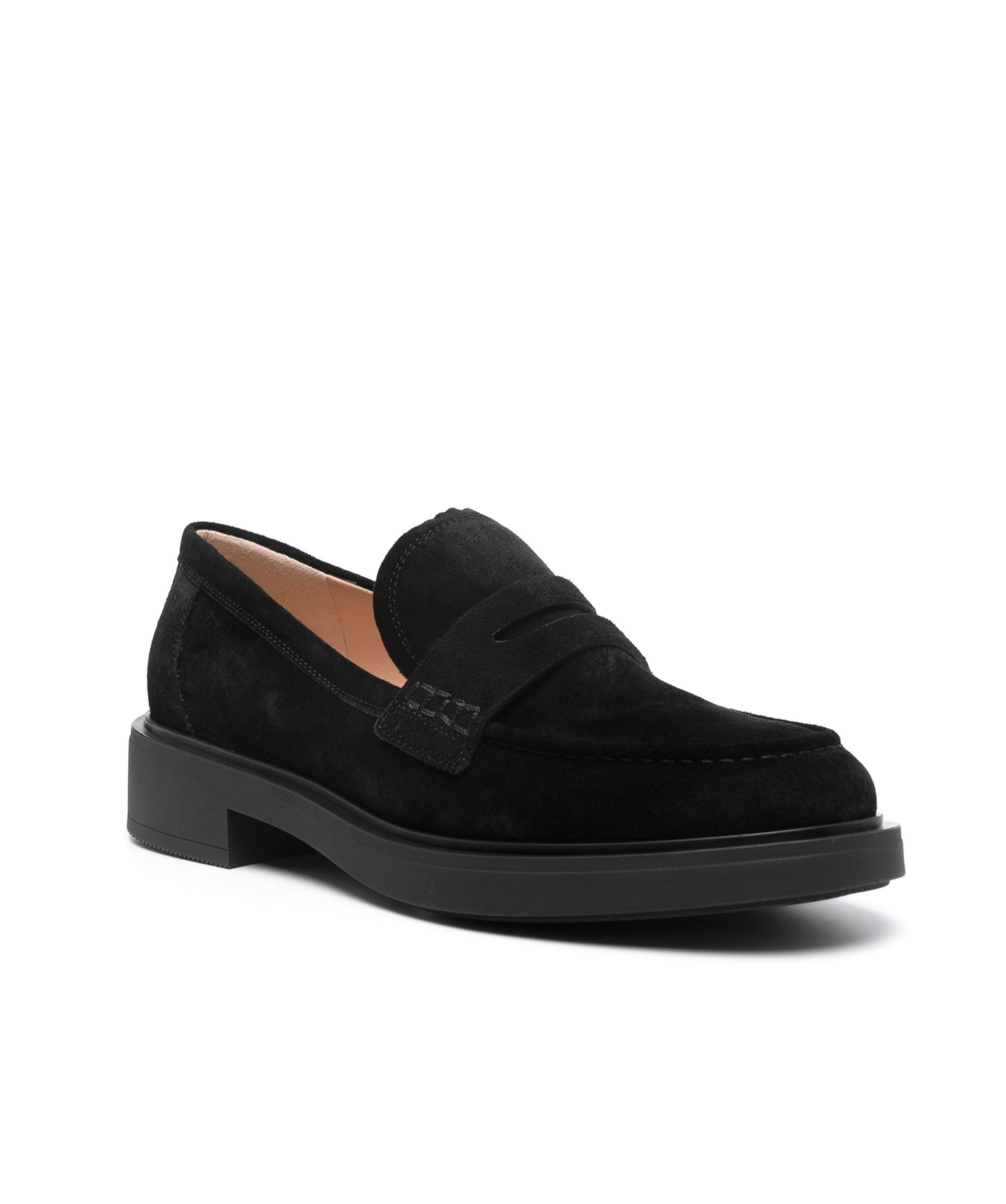 Gianvito Rossi Loafers With Round Toe And Suede Finish In Black