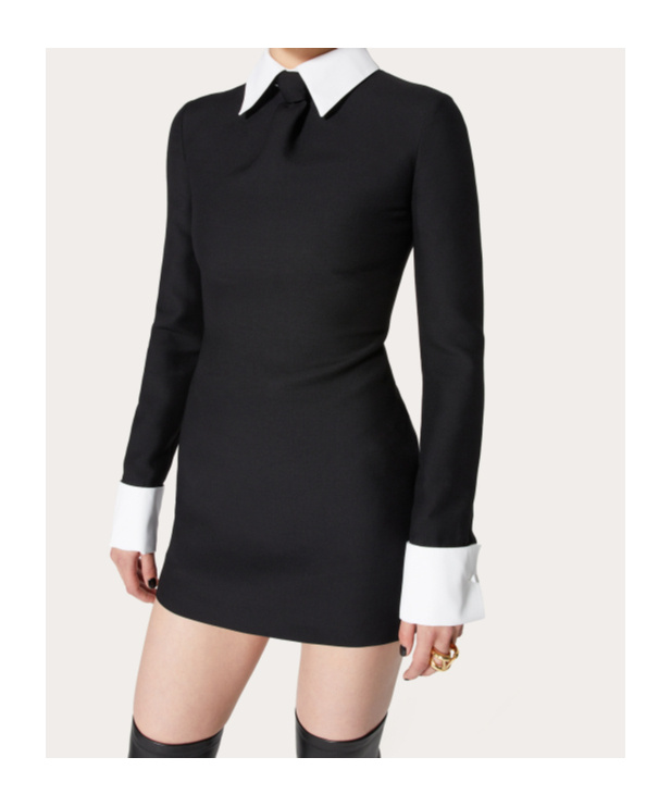 Valentino Crepe Couture Mini Dress In Black