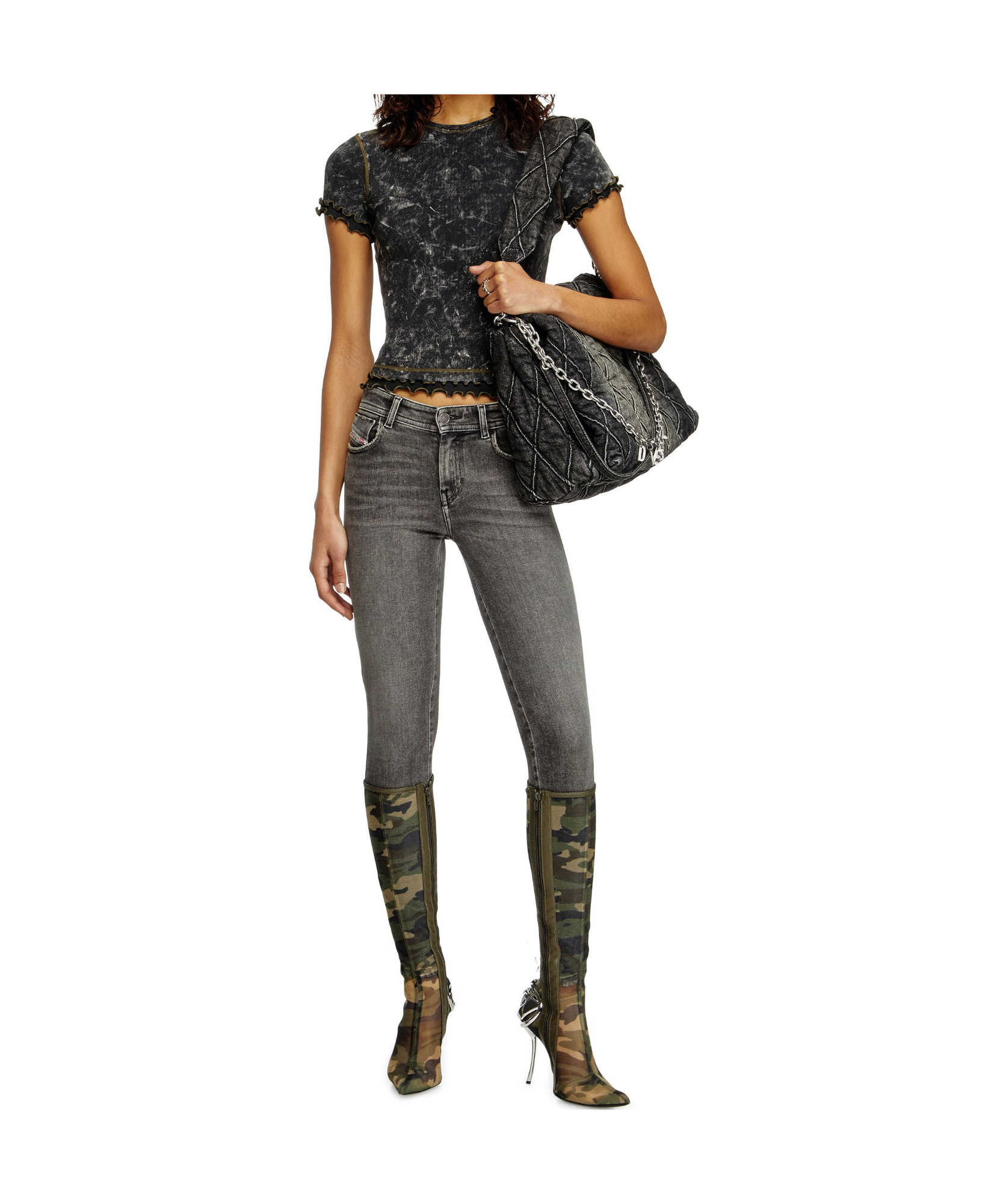 Shop Diesel T-flu T-shirt In Black