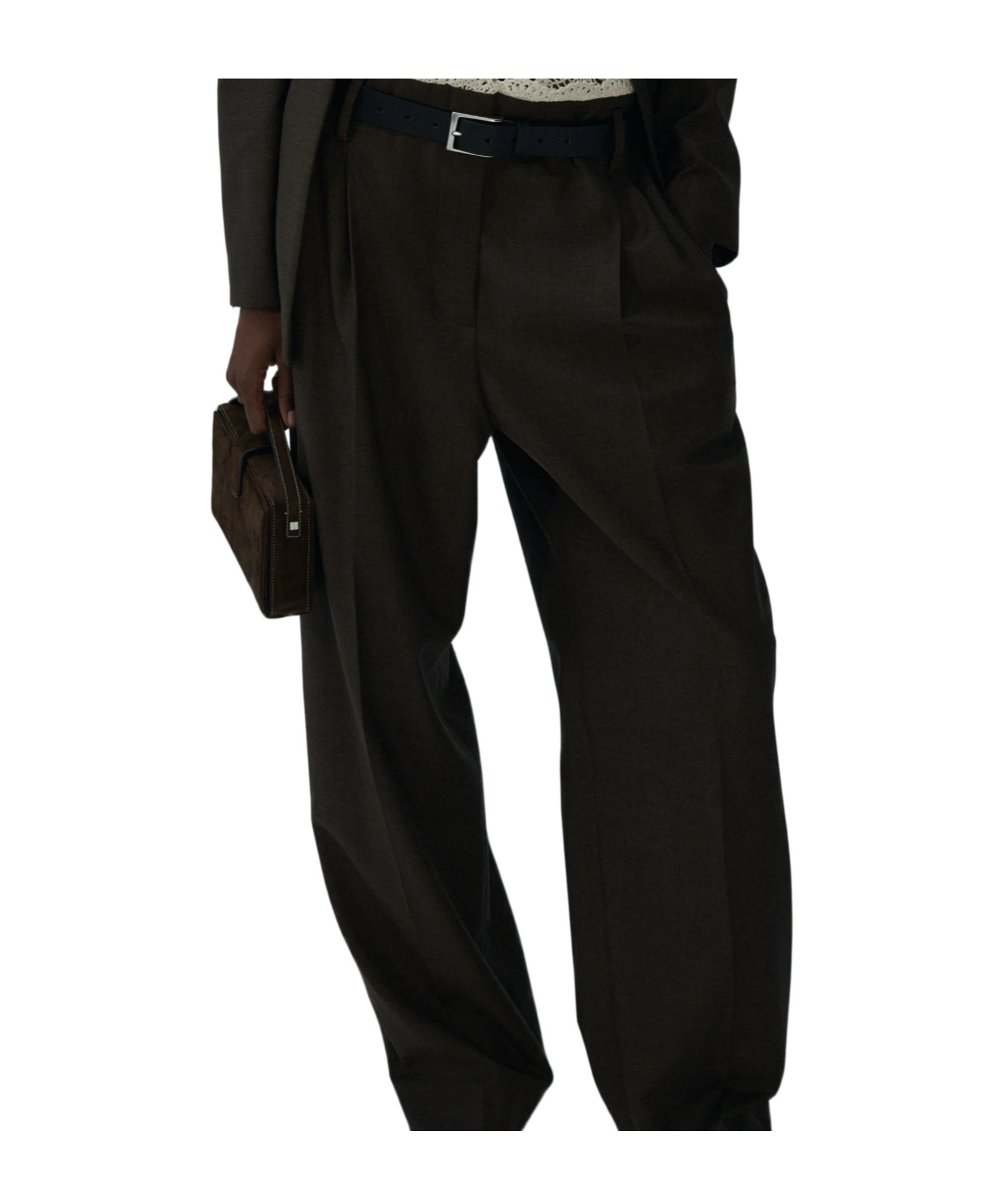 Magda Butrym Lace-detail Tapered Trousers In Brown