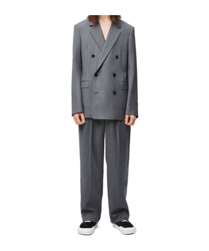 Loewe Wool Double-breasted Blazer In Black