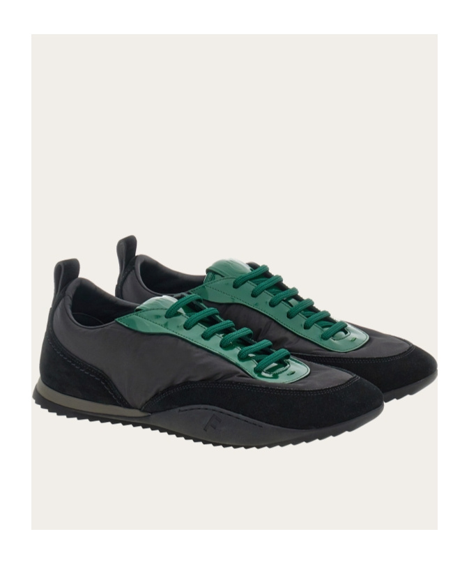Ferragamo Stitching Low-top Leisure Sneakers In Black