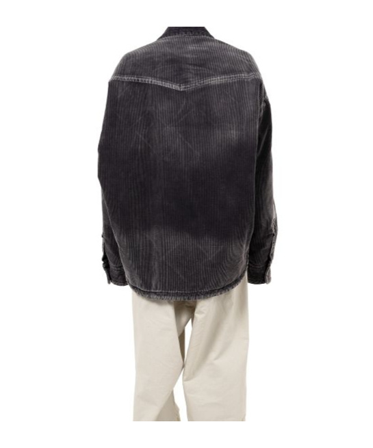 Miharayasuhiro Distressed Corduroy Puffer Shirt In Blue