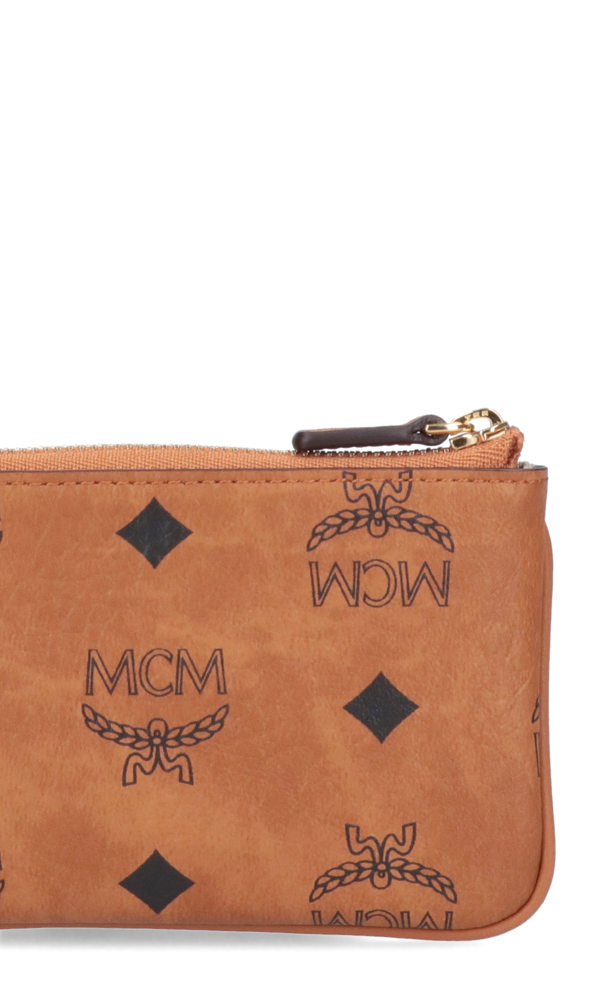 Mcm Mini Monogram-print Key Pouch In Brown