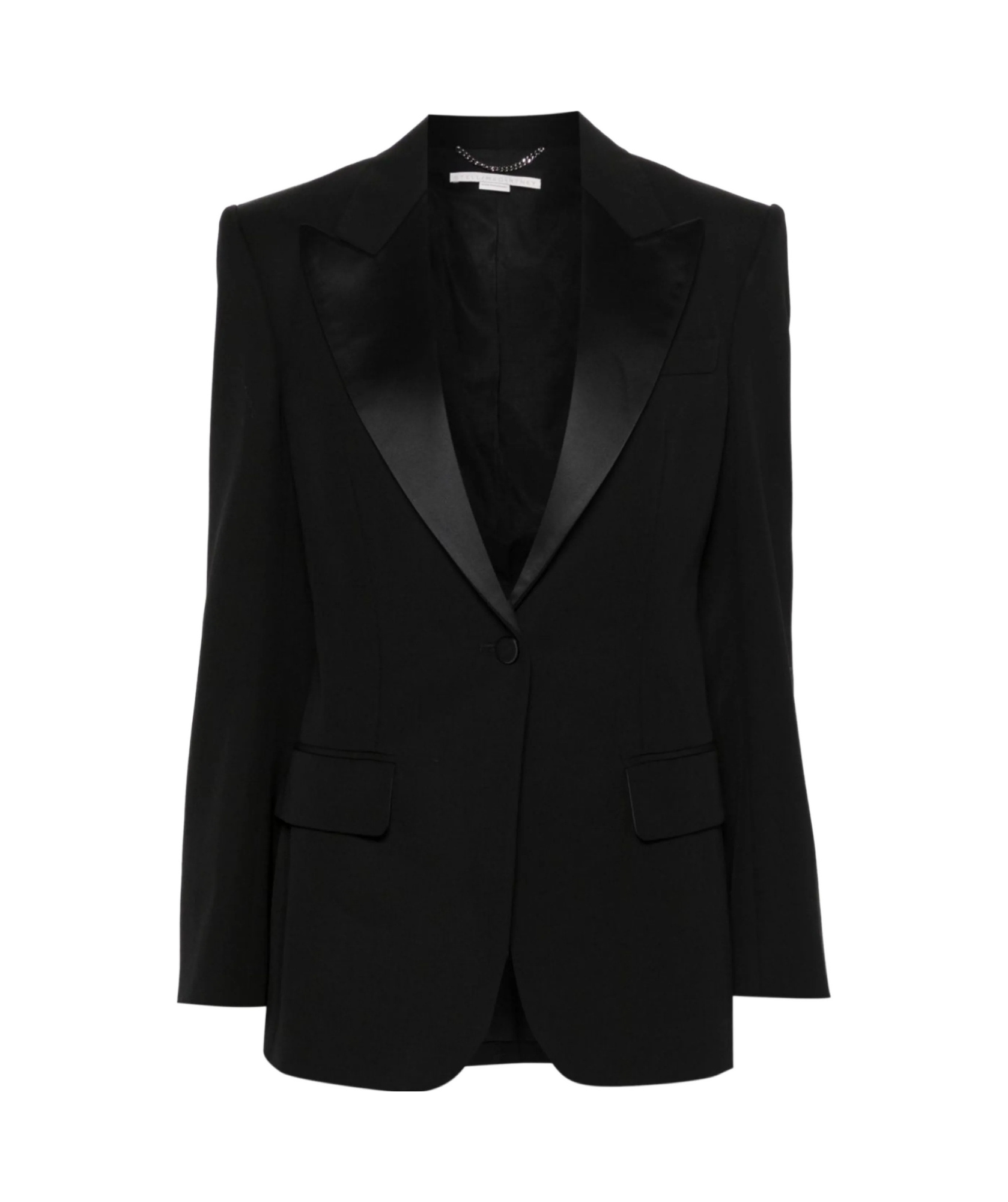 Stella Mccartney Single-breasted Curved Hem Blazer In Black